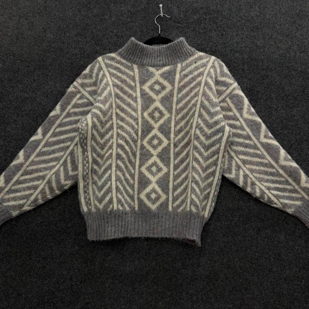Hilda Ltd Iceland Sweater Womens Small Gray 100% Wool Geometric Vintage